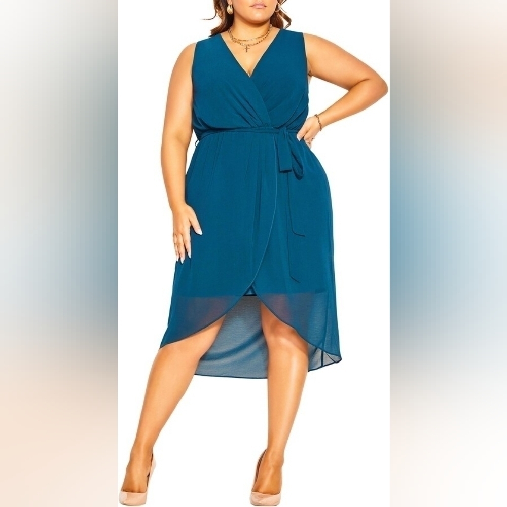 City Chic Sexy Tie Sleeveless Chiffon Dress